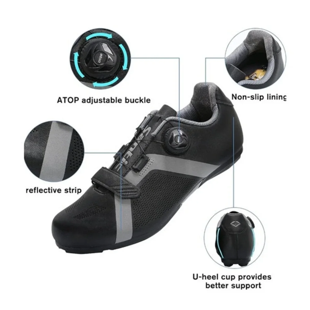 Santic Apollo Cycling Shoes EU40 US Women Sz 8 Black BOA Clip In Road Bike Spin